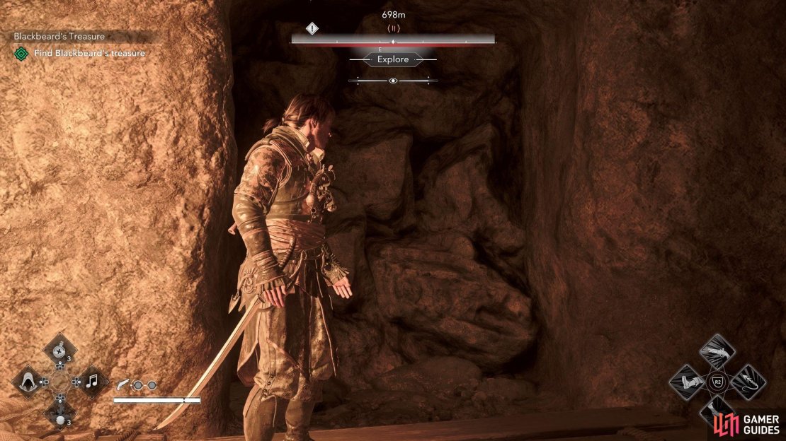 A pile of rubble stands between you and Blackbeard’s Treasure - so, use a powder keg to blow it up