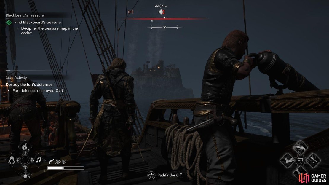 You’ll need to pass a fort and a restricted area as you head towards Blackbeard’s destination