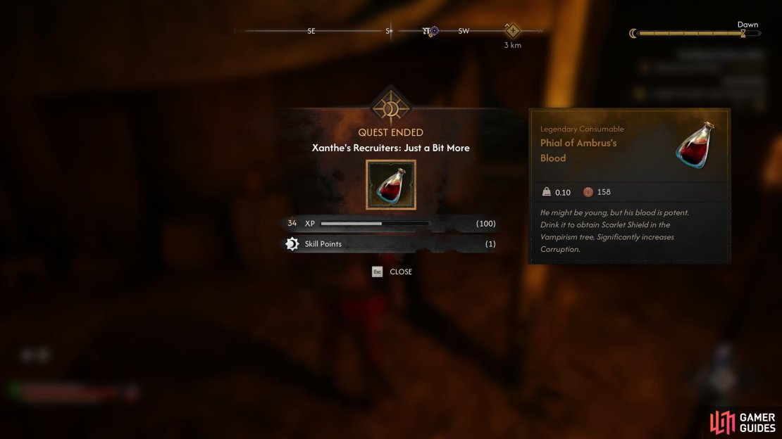 You can find a Vial of Ambrus&rsquo;s Blood during the quest &ldquo;Xanthe&rsquo;s Recruiters: Just a Bit More&rdquo;.
