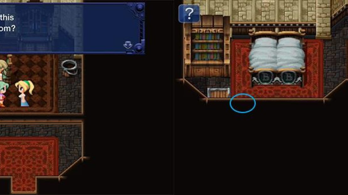 Head to the big house in the north and up the stairs. The girl gives you a hint of the hidden passage which can be found by heading down from the bookcase on the left.