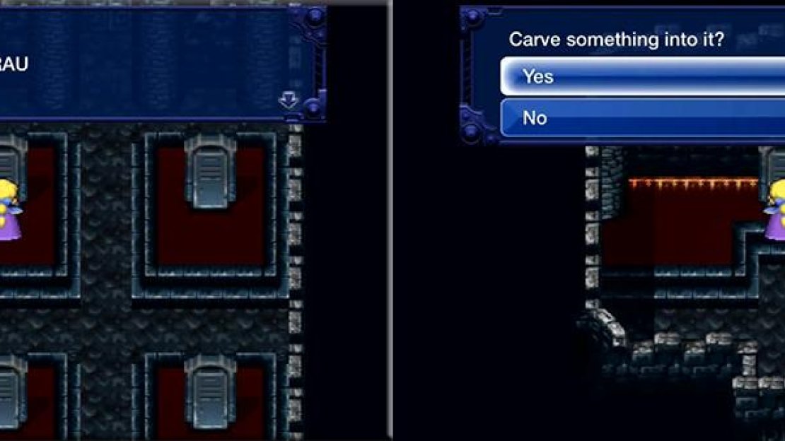 Examine the tombstones to get the bits of the message. Carve them into the other one to read “THE WORLD IS SQUARE” backwards.