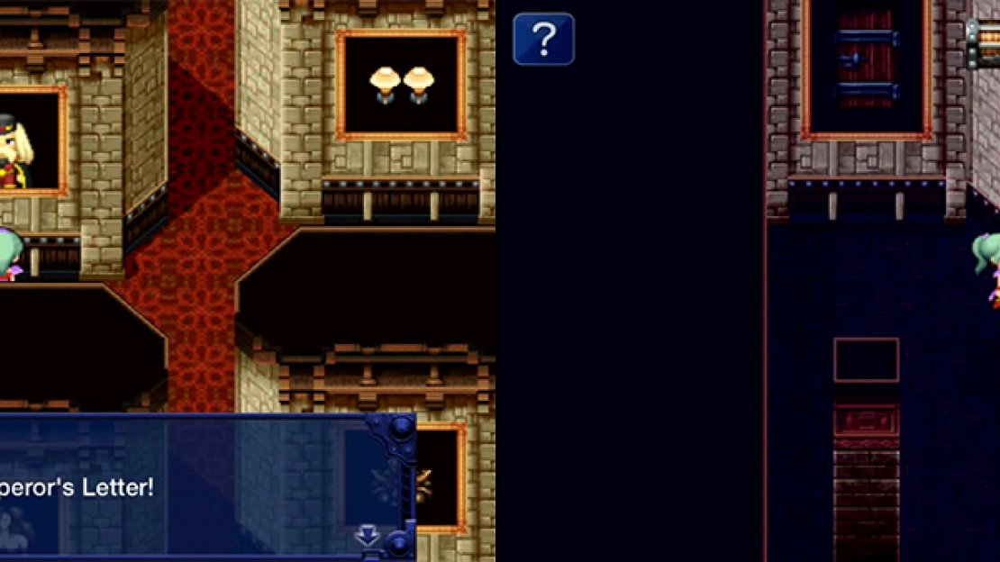 Examine the portrait of Gestahl twice to get the Emperor’s Letter. In the room with four chests, you must fight a battle for each chest. You are then free to take the contents.