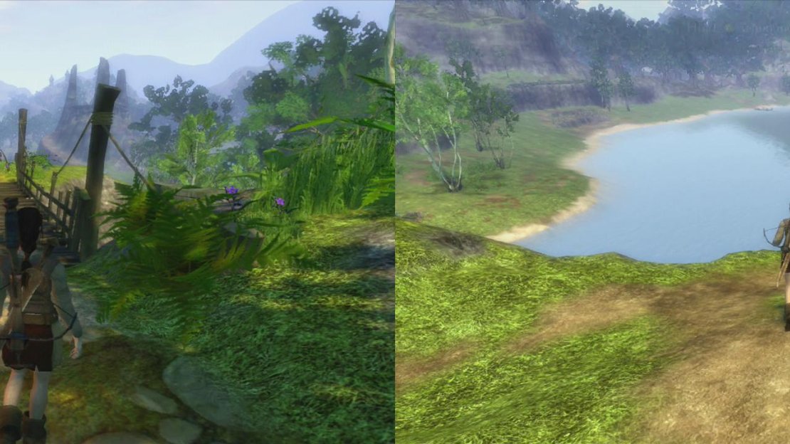 Exit the gypsy camp and swim out to the island in the centre of the lake (right).