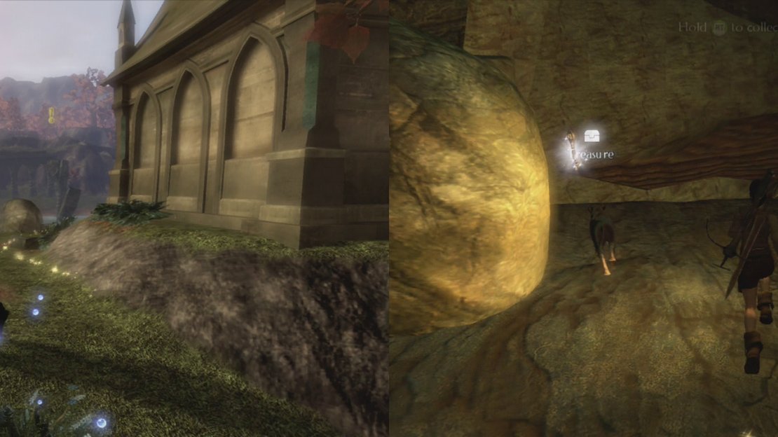 There is a silver key behind the building on the island (left) and another on the left side of the room after your first beetle encounter (right).