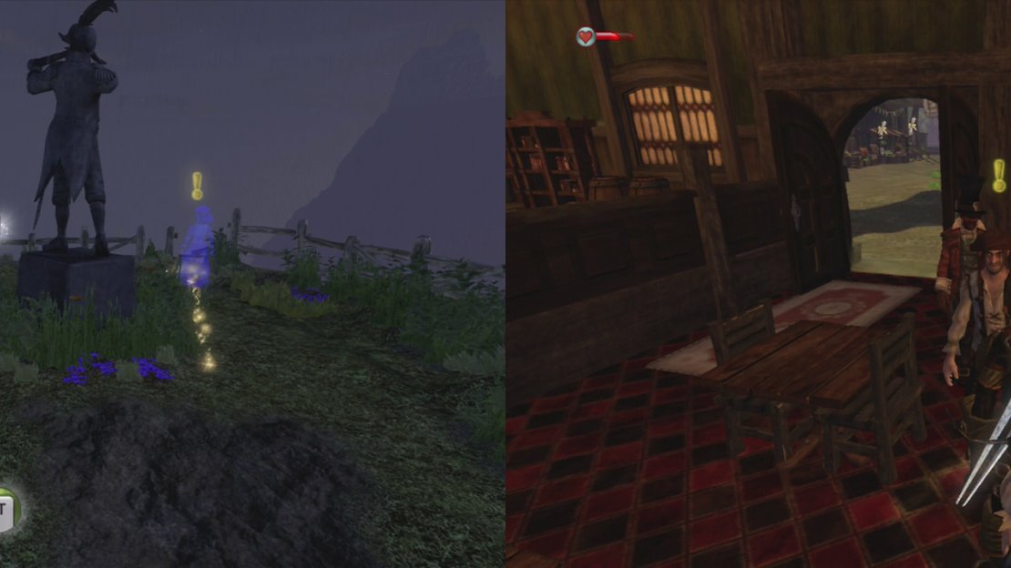 Pick up the quest from the ghost (and the key nearby) (left) and then head to Bowerstone to seduce your target (right).