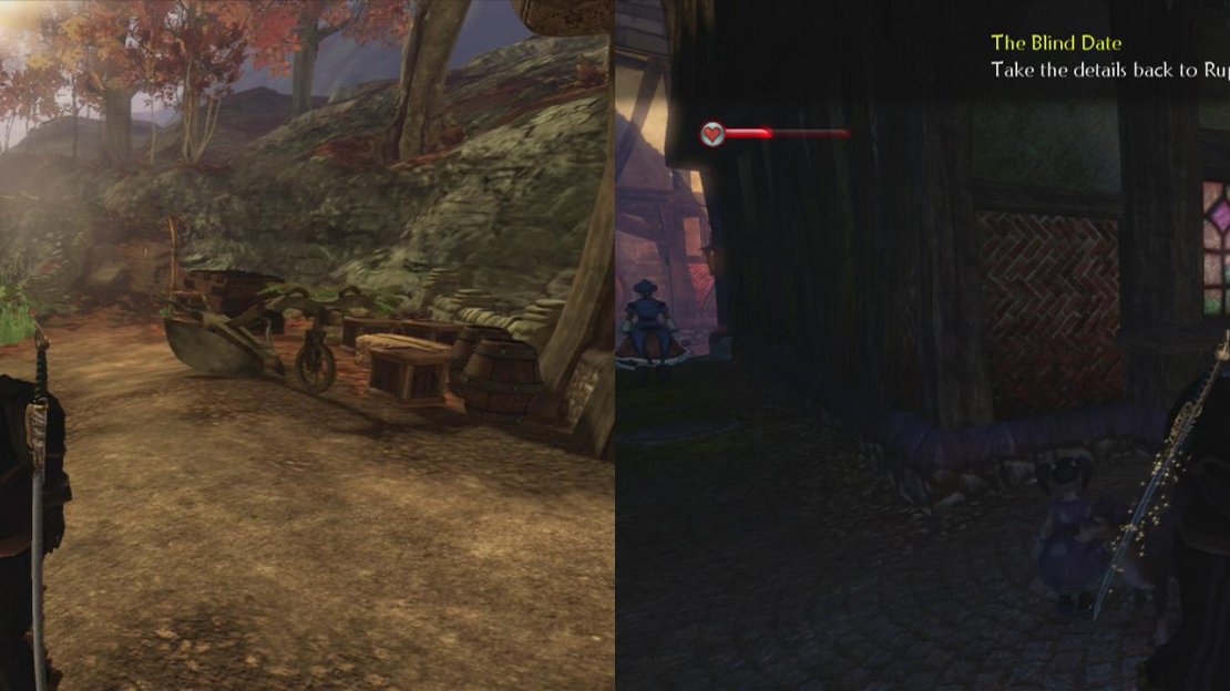 Speak to Giles to start the quest (left). After speaking with his son, head to Bowerstone to find a match (right).