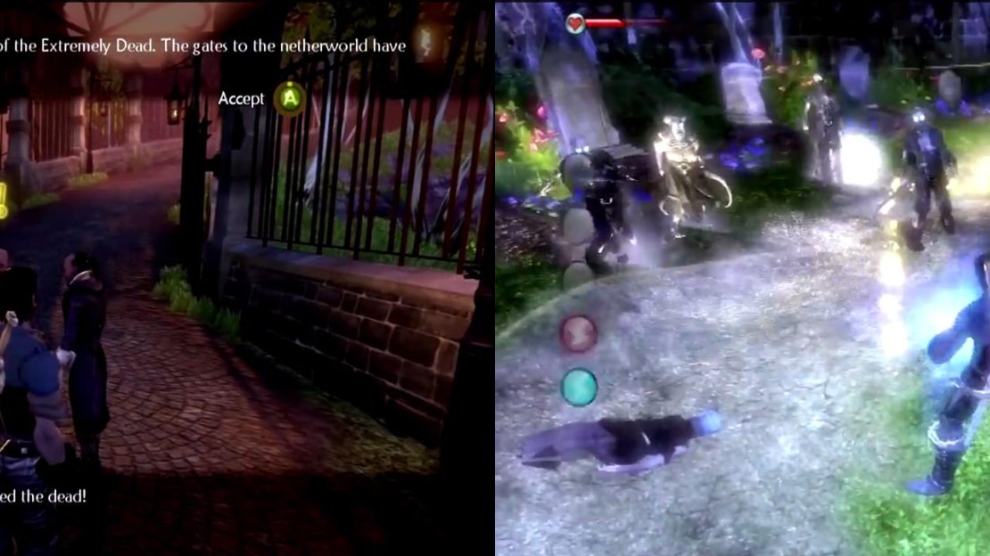 Speak with Sam and Max to start the quest (left). Exterminate all 100 hollow men in the graveyard (right).