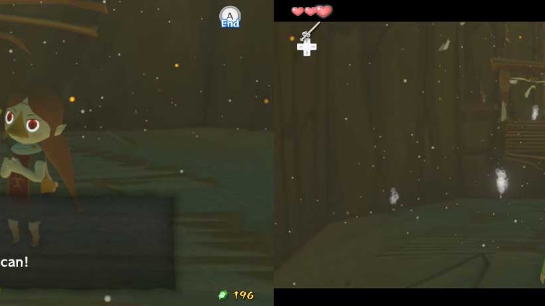 She wants you to lift her and throw her onto the ledge. First, get onto the rock behind you and face towards the ledge.