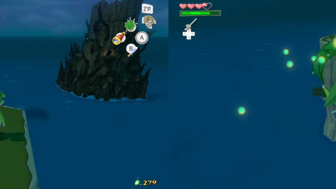 You’ll emerge outside, a fair distance above the sea. Just across from you, you can see the Forbidden Forest. However, the entrance is higher than your current position. What you are going to do is switch the wind to the south west via the Wind’s Requiem and fly to that small island at the left.