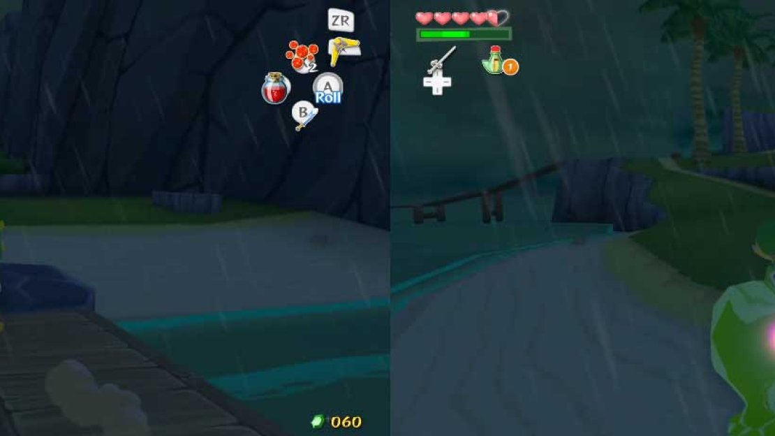 In front of the pier, you see what you never did while here earlier - there are monsters here. All of the monsters outside of the forest consist mostly of Red or Green Chuchus, although the upward path to the forest has some Miniblin on it.