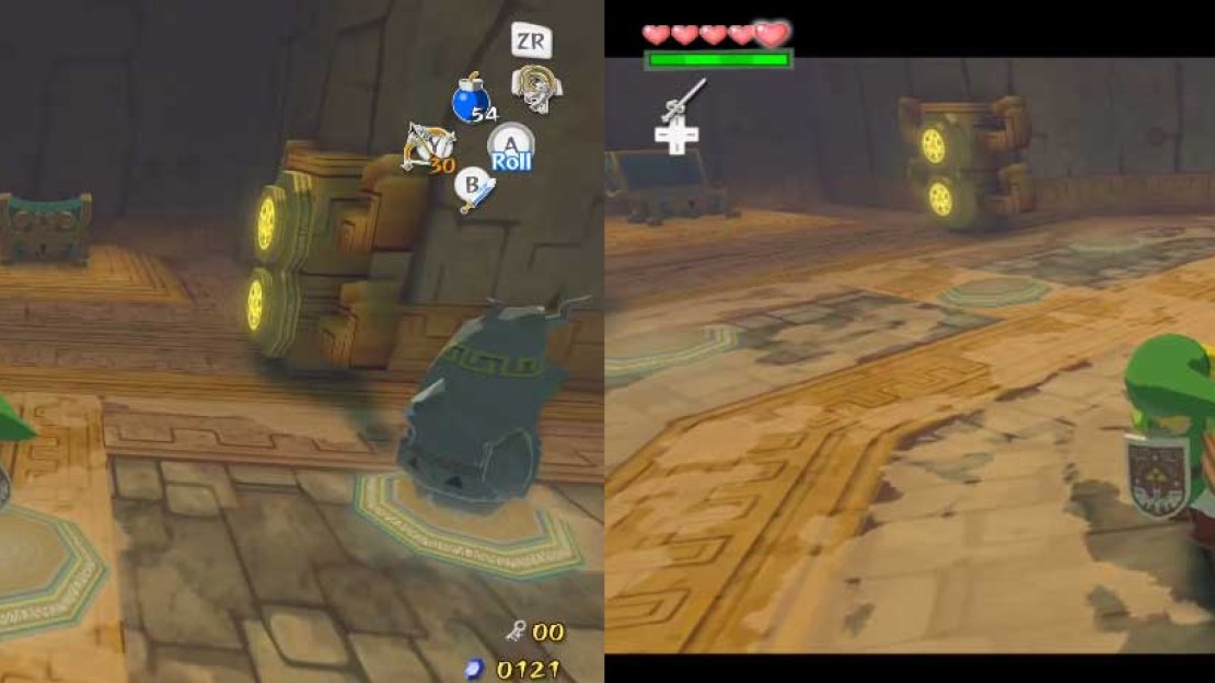 You should open the chest. After you do, however, the two Armos statues become alive. You can use the Bow to stun them if you hit them in the eye.