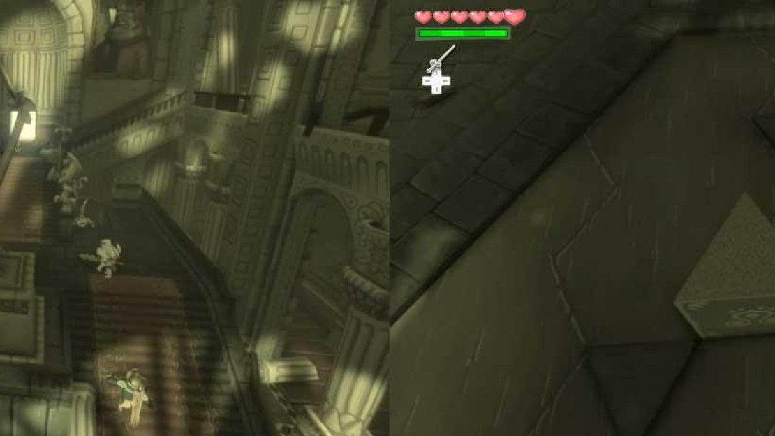 Once all of the blocks are on the triangle markings, they will sink into the ground and the statue of the Hero of Time will slide back, revealing a secret passage. Climb up the stairs and enter the secret room.