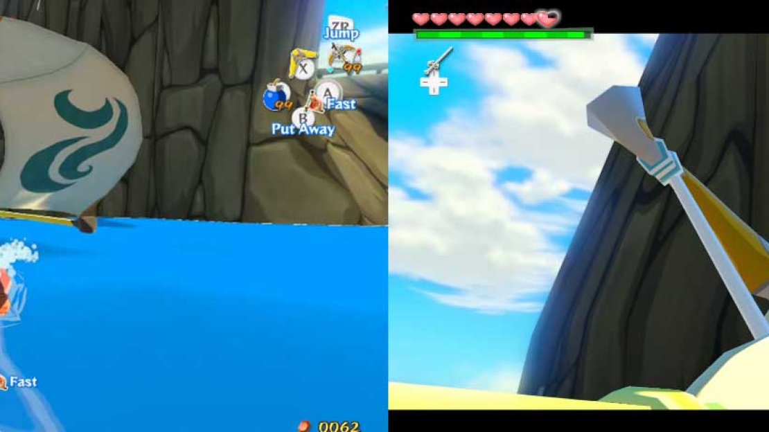 When you disembark on the island, you’ll hear someone playing a harp. This person is not on the shore, though. Head up the ledges into the main cave.