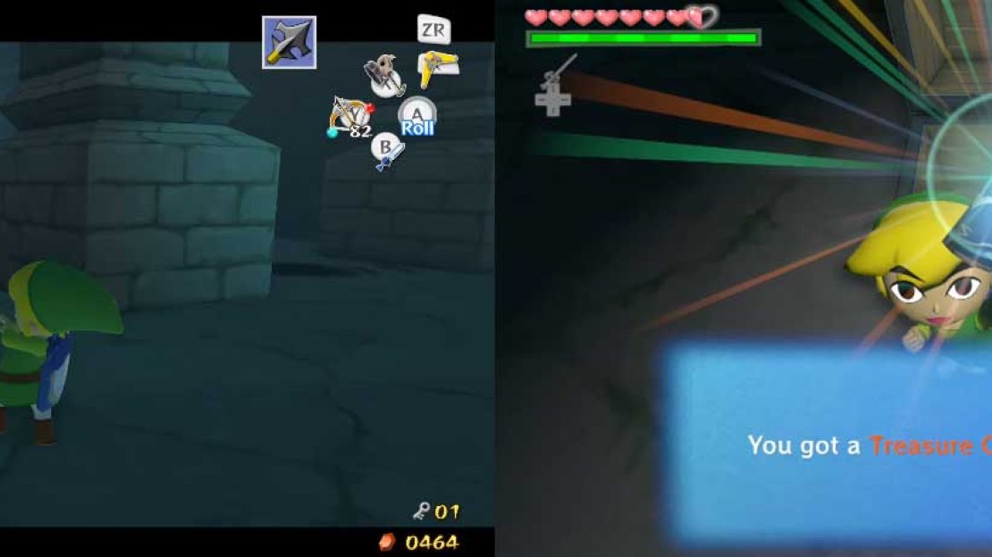 If you want a Treasure Chart (#12), defeat all of the Floormasters and open the chest that appears. Whether you do that or not, go back to the previous room after getting the small key. You can still leave Medli while going through the east door.