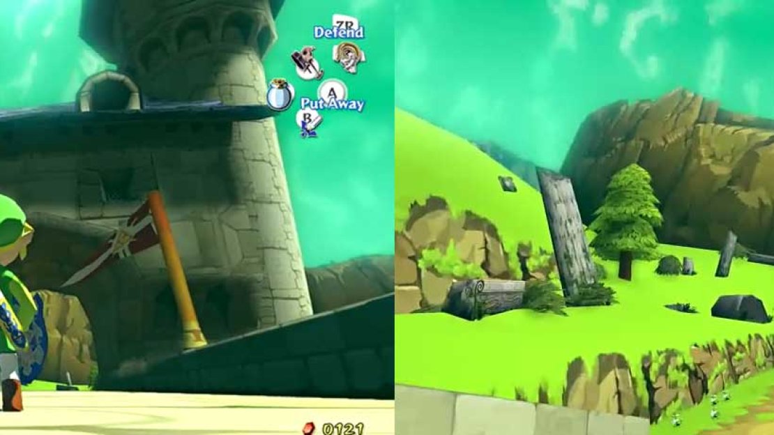 When you defeat these two monsters, the ring of fire disappears. Leave the basement, and Link will automatically go to the other exit of the main room. Go through it to emerge outside.