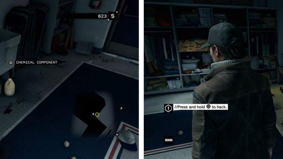 Keep an eye out for crafting items (left) and fun hacks like the vending machine (right).
