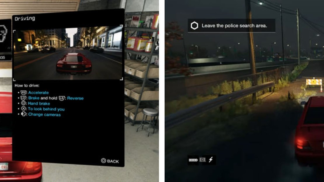 Pick up the car left by Jordi’s friend in the nearby garage (left) and use the back alleys to escape the police (right).