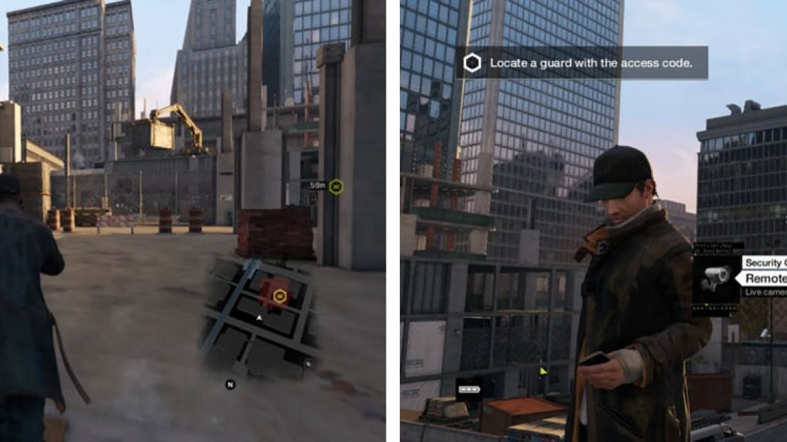 Choose an entry that works for you. The north ramp (left) will give you a height advantage and access to the camera system (right).