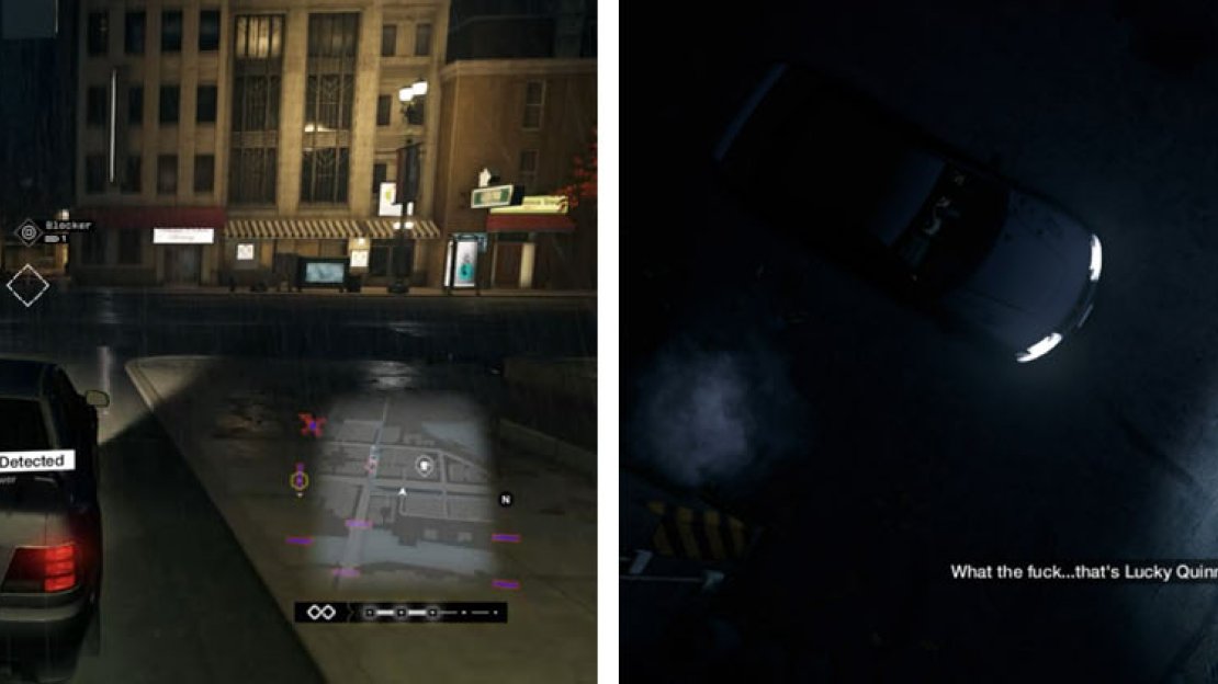 Escape the police by using back alleys (left) and meet up with your contact in The Loop (right).
