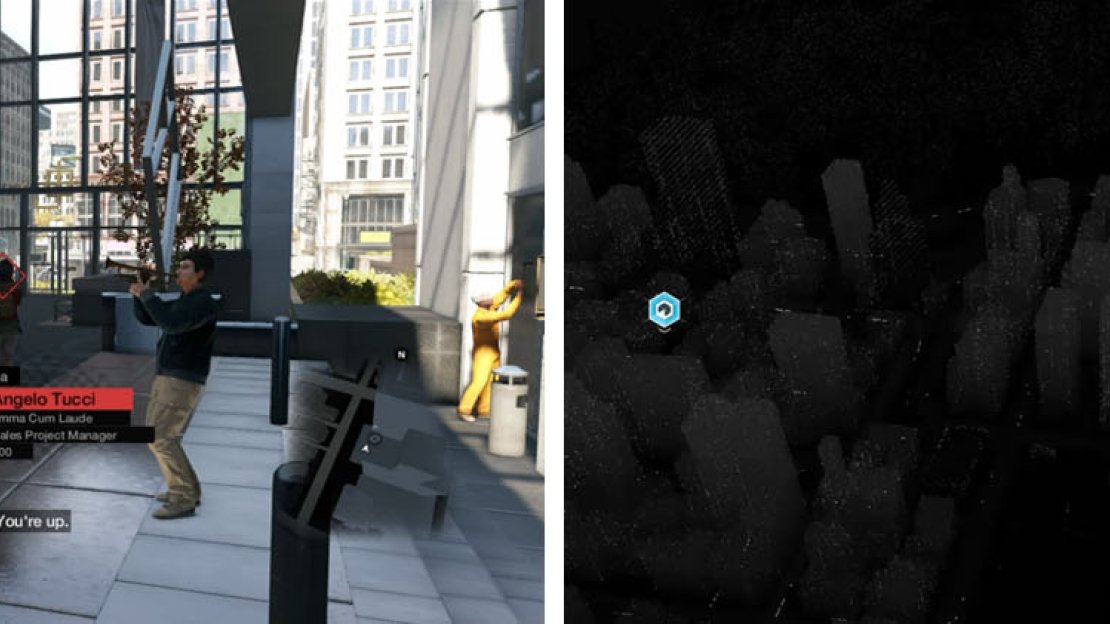 Find Angelo’s niece (left) in Connelly Square to learn Tucci’s location (right).
