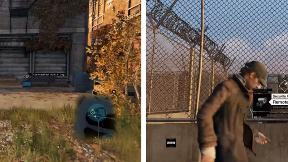 Grab the first Engineers audio logs (left) and then head up the building and use the cameras (right) to continue.