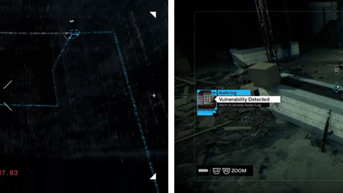 After solving the hotspot (left) grab the Iraq 03 audio log on the planter (right).