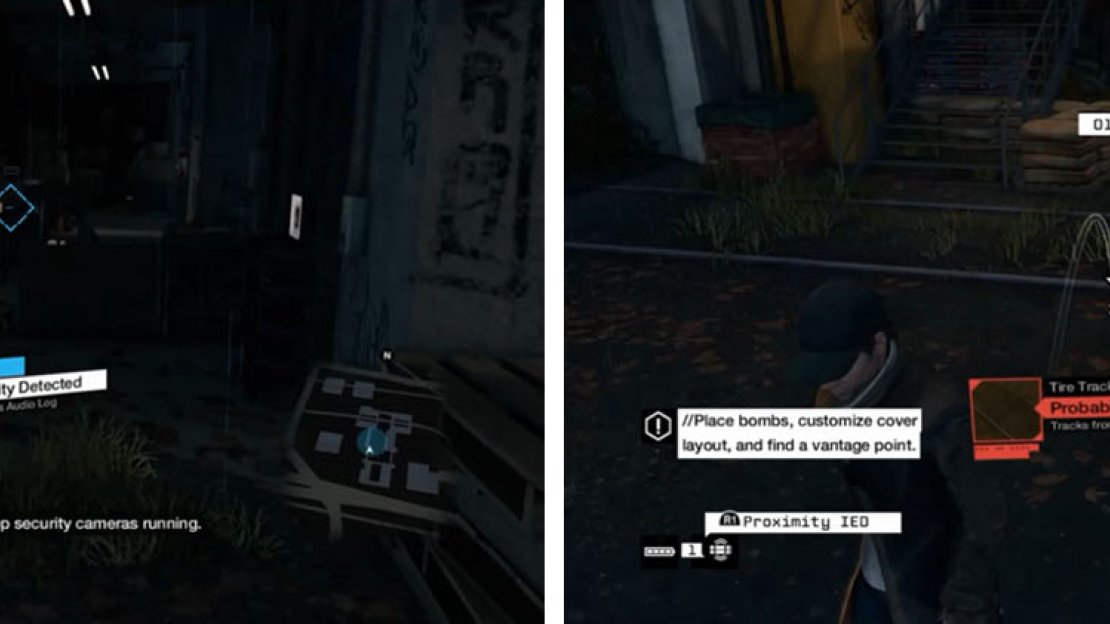 Grab the Bedbug 02 audio log (left) and then set up your IED’s for the upcoming fight (right).