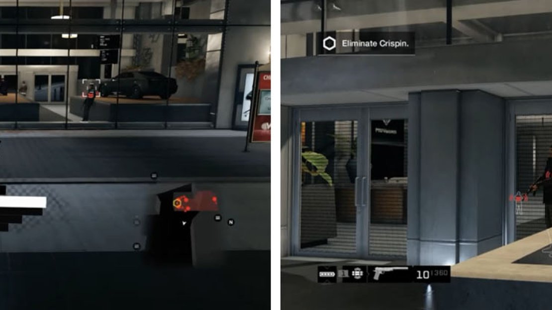 Set up a Proximity IED by the side window (left) and then attack from the front door (right).