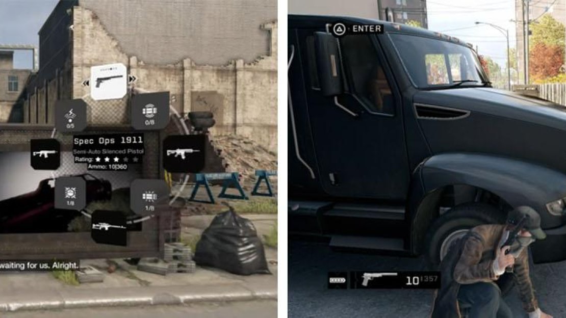 Choose an access point to the small abandoned building (left) and take out the Fixers guarding the inside and outside (right).