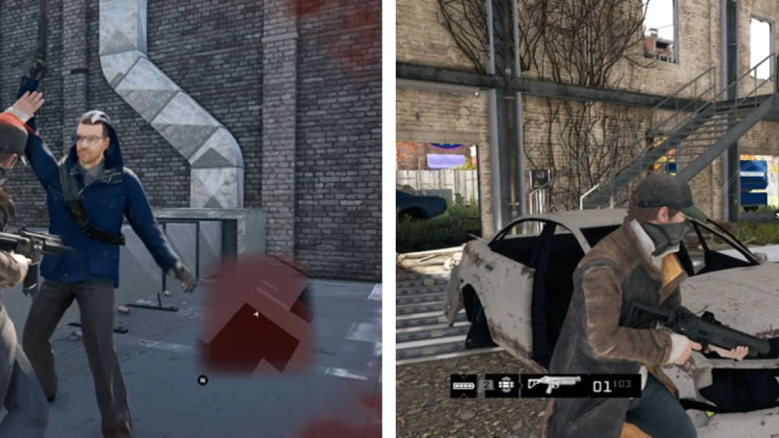 Kill off all the Fixers (left), gather the resources, and set down IEDs at every entrance (right).
