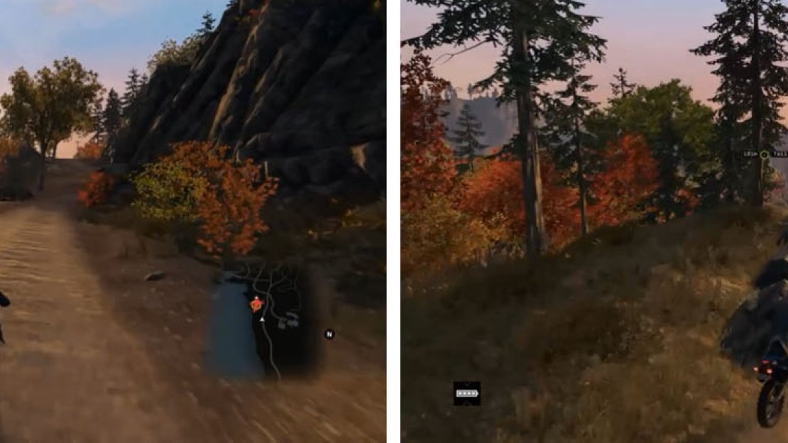Use a motorbike to tail the helicopter as it flies over Pawnee.