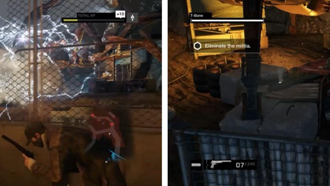 Use the traps to take out the majority of the Militia (left) and then finish off the stragglers (right).