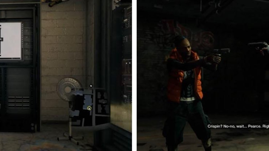 Hack into the server room to get a full download (left) and then leave to encounter Iraq (right).