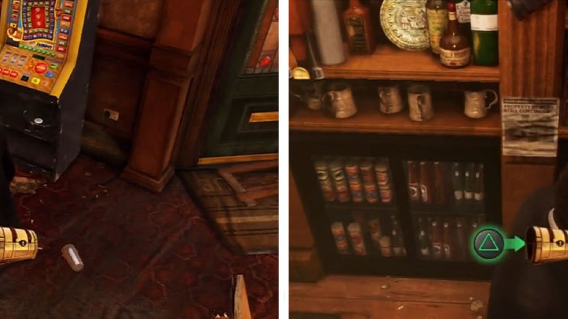 Make sure to get the treasure in the slot machine (left) and the one behind the bar (right).