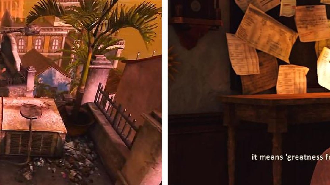Run across the roofs (left) and escape Katherine’s men for a final scene (right).