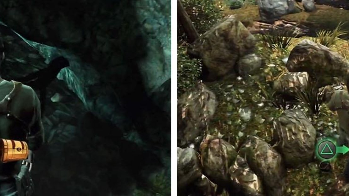 Make sure to get the treasure by the stream (left) and the one on the jungle path (right).
