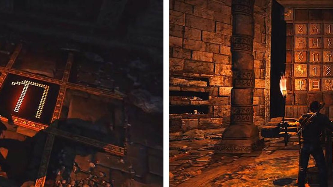 Use the illuminations (left) to figure out the emblem’s location on the grid (right).