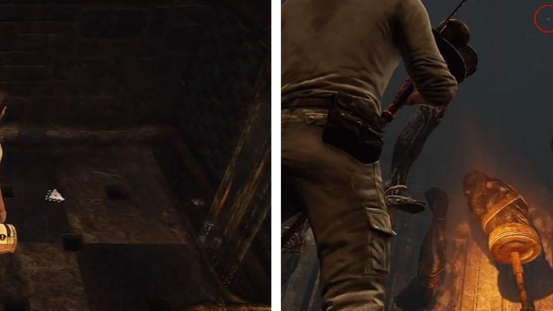 There are two treasure here, the one by the stairs (left) and the one on the ceiling (right).