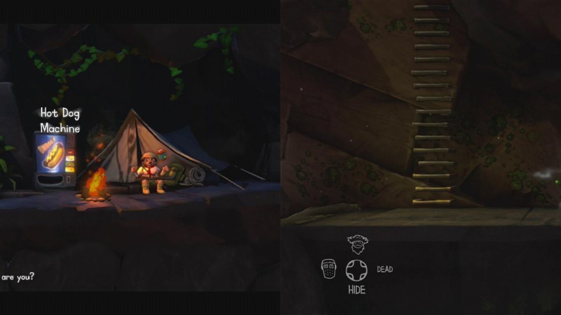 Find the hunter and grab the tape recorder that she throws at you (left). Climb down the ladder and pick up the Cave Painting (right).