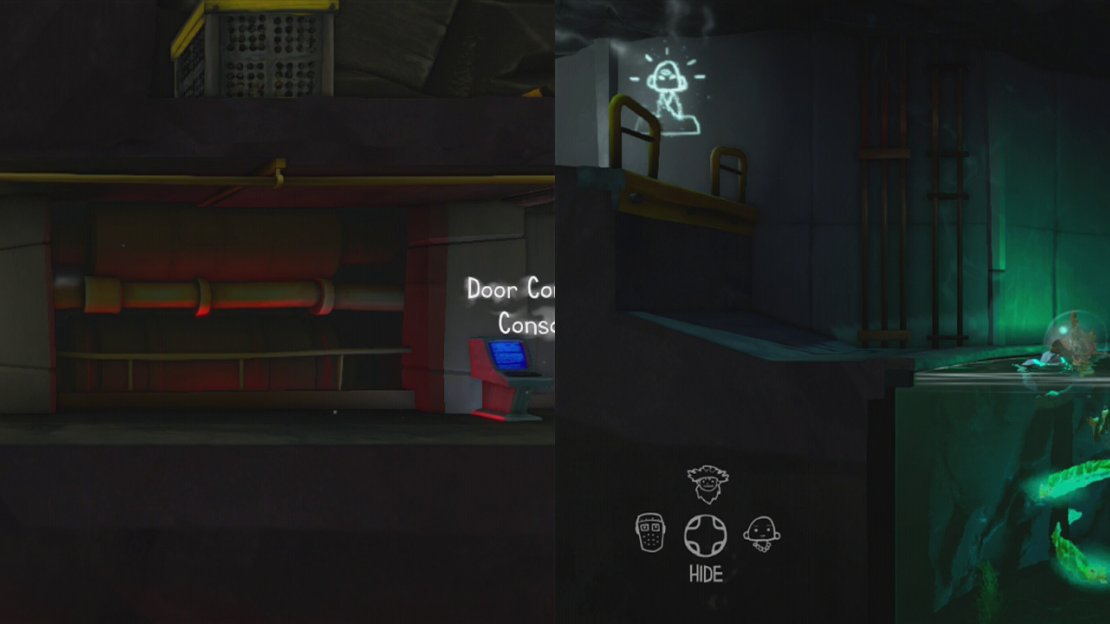 Grab the Cave Painting below the monster room (left). Hop into the eel pool to charge the battery and find the cave painting on the left (right).