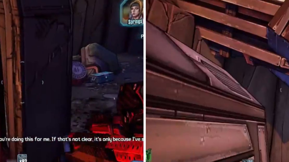If you stand on the thin ledge (left), you’ll be able to reach the poster above you, as well as the one pictured on the right.