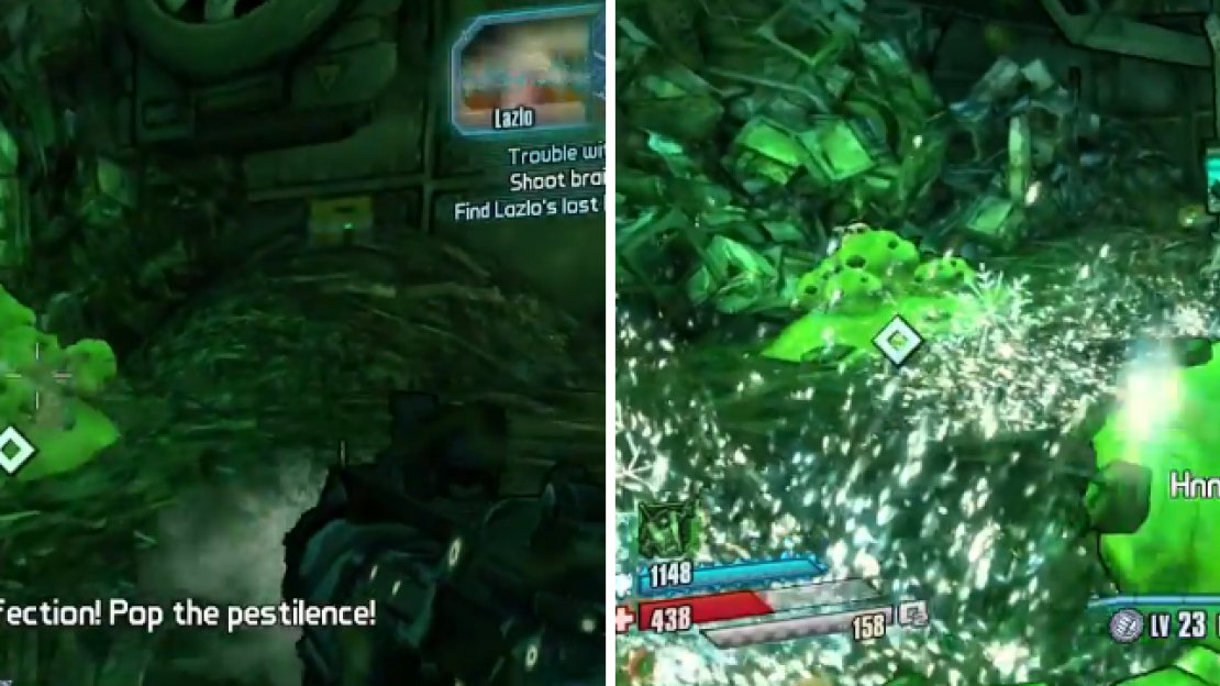 The big green blobs will grow back to normal after doing what Lazlo tells you to do, so just wait around and shoot, melee and butt slam them all.