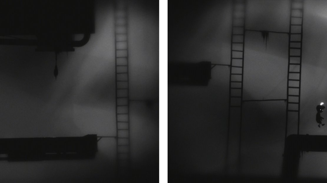 Follow the brain slug’s path across the ladder and down to the light source on the right.