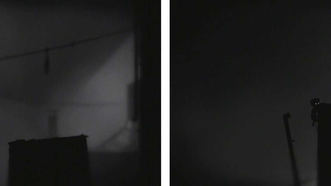 Jump the gap (left) and then climb the downpipe on the right wall (right).