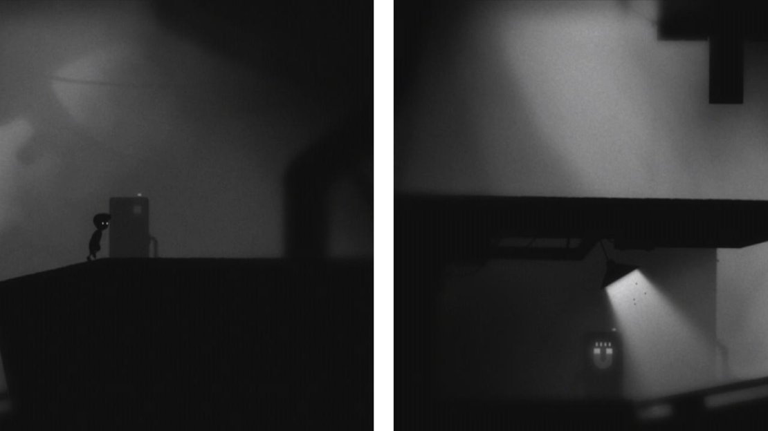 Use the left panel to position the box on the magnetic floor as such (left). Hit the right panel and then use the box to jump up to the ladder and through the timed gate (right).