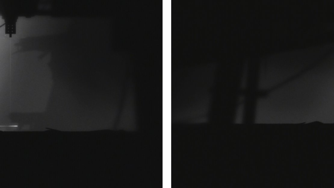 Activate the vertical turret (left) and lead it back to the left. Activate it again above the horizontal turret to destroy it (right).