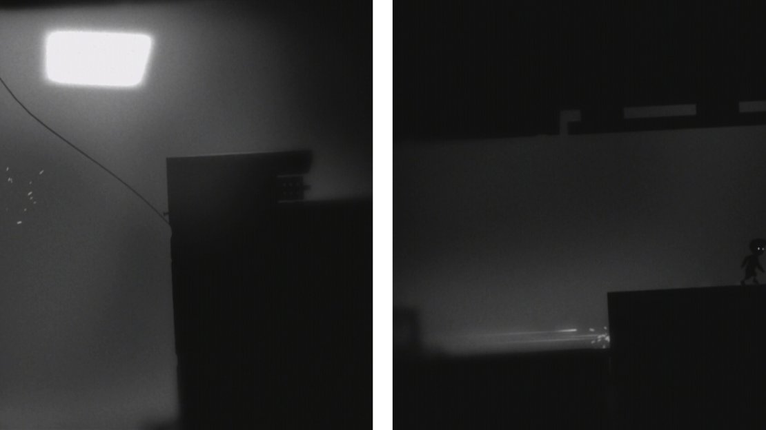Jump and hit the gravity panel to the right (left). Hit the magnet switch in front of the turret when it is safe to do so to access the next area (right).