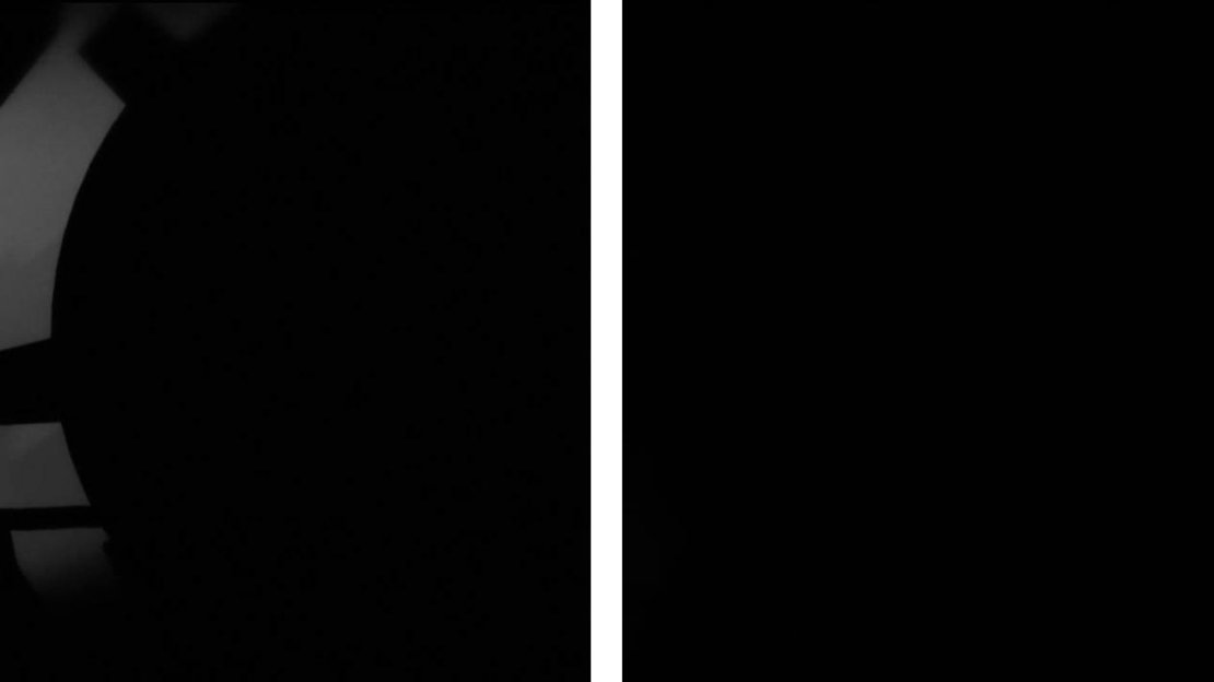 Hop on the cog (left) and stay on it all the way to the top to find the egg in the dark to the right (right).