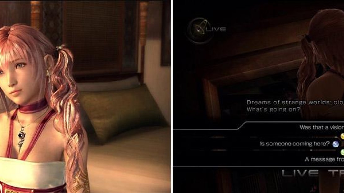 The younger Farron sister, Serah has a much larger role in this game than the previous one (left). One of the many Live Triggers, these offer different dialogue scenes depending on your choices (right).