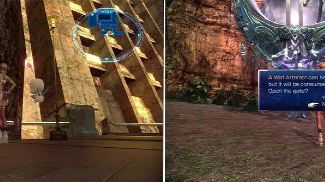 Annoyingly hidden artefact. Look very closely (left). The gate leading to The Void Beyond (right).